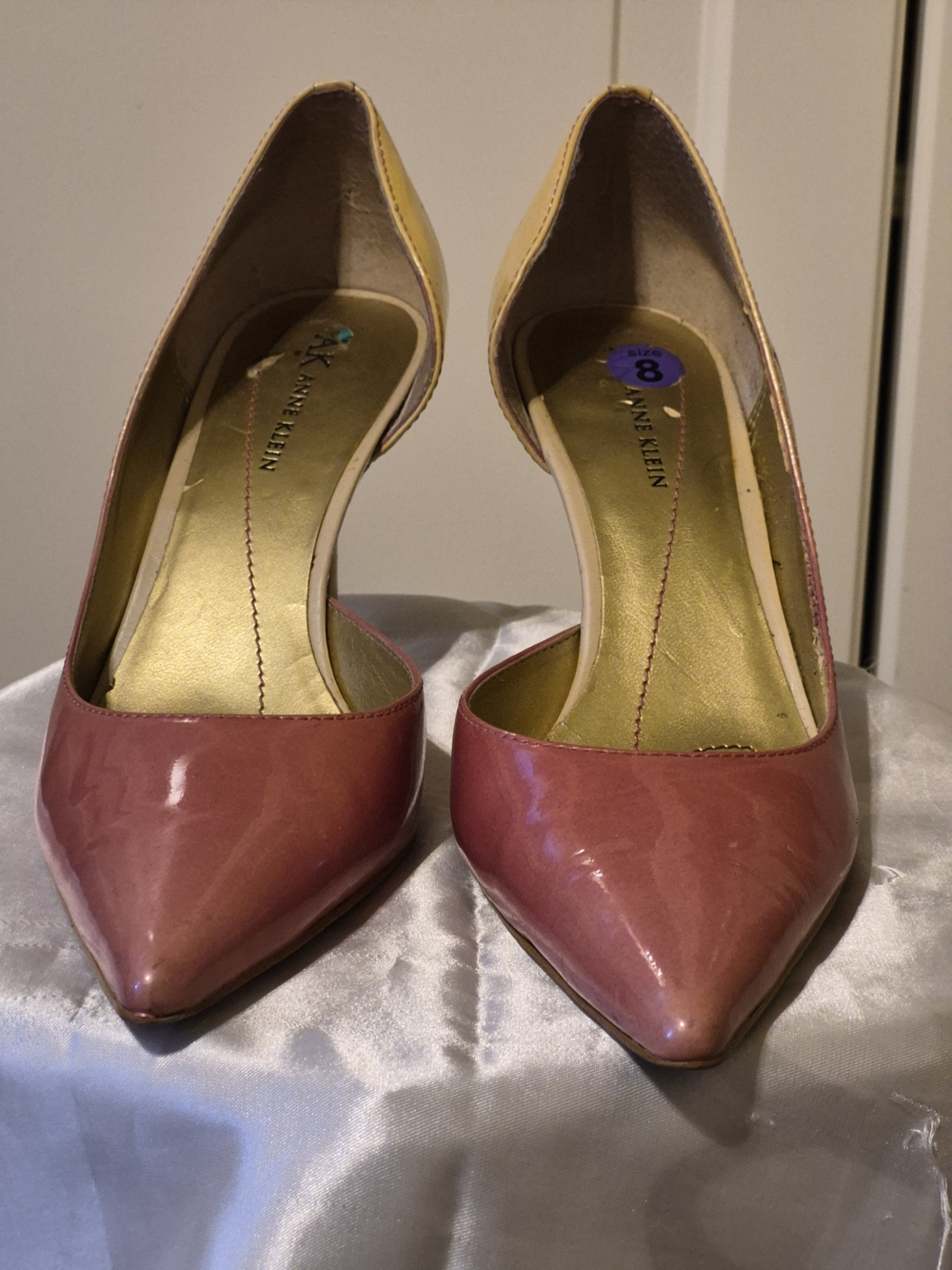Anne Klein Rose Pink Patent Pointed-Toe D'Orsay Heels